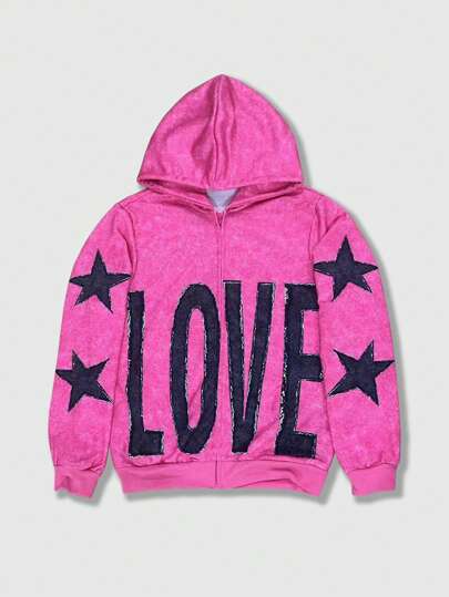 Street Life Men's Love Letter Washed Casual Hoodie Sweatshirt, For Valentine's Day