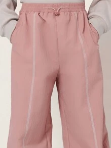 SUMWON Tween Girls Comfy Cuffed Parachute Pant With Contrast Stitch - Pink - View 7