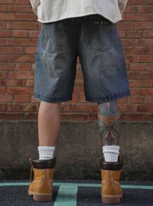 DAZY Summer Solid Blue Men's Denim Shorts Jorts