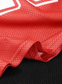 SHEIN Tween Boy Sporty Casual Letter Print Contrast Color Round Neck T-Shirt - Red - View 5