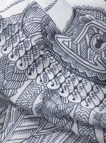 DAZY Rochie de toamnă cu mânecă lungă și imprimeu pe toată suprafața pentru femei - Albastru - Vizualizare 3