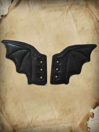 Goth 2 pièces/set Ornements de chaussure style punk forme d'aile noire avec rivets pour femmes, automne