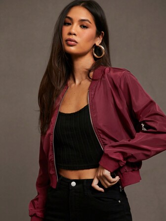 Zip Up Wind Bomber Jacket
