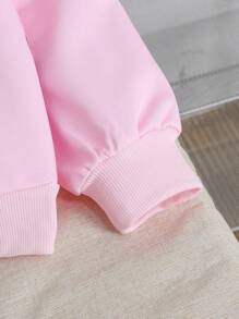 SHEIN Leap Crew Tween Girls' Casual Colorful Heart Design Oversized Pullover Hoodie - Baby Pink - View 5