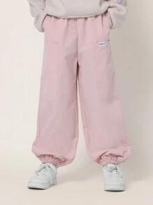 SUMWON Tween Girls Comfy Straight Fit Cuffed Nylon Trackpant - Pink - View 1