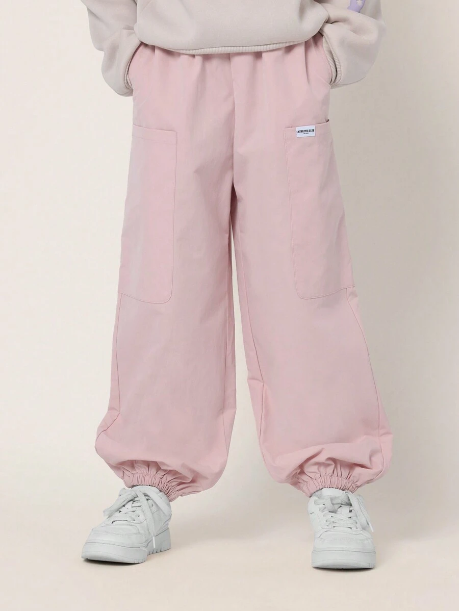 SUMWON Tween Girls Comfy Straight Fit Cuffed Nylon Trackpant - Pink - View 1