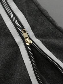 PAVTROS 男士休闲撞色条纹连帽衫和运动裤两件套，男士运动服，男士两件套服装，男士服装，运动衫和运动裤套装，男友礼物黑色两件套男士黑色运动服，秋季服装 - 黑色 - 查看 7