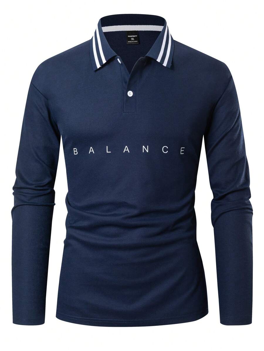 Manfinity Homme Plus Size Men's Casual Tennis Polo Shirt, Simple And Fashion, Everyday Wear