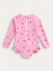 SHEIN Young Girl New Style Fashion One-Piece Pattern Print Swimsuit - Multicolor - View 2