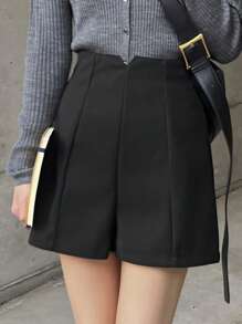 FRIFUL Women Casual Solid Color High Waist Shorts