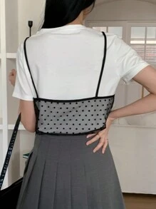 DAZY Women 2-In-1 Contrast Color Short Sleeve T-Shirt, Casual And Fashionable For Daily Wear - Black and White - View 6