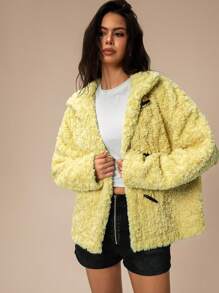 Forever 21 Áo khoác lông mịn cho nữ - Màu vàng - Xem 5