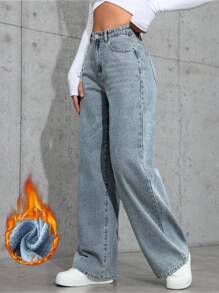 Casual Washed Loose Straight-Leg Jeans - Dark Wash - View 4