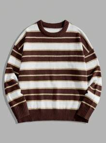 Forever 21 Men's Loose Casual Striped Pullover Sweater - Multicolor - View 1