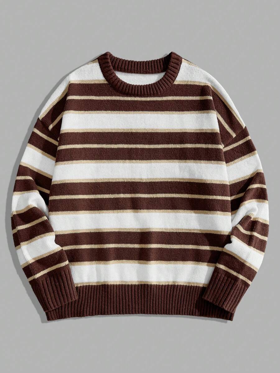 Forever 21 Men's Loose Casual Striped Pullover Sweater - Multicolor - View 1