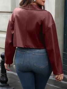 Calvaya 大码时尚短款摩托车皮夹克，秋季