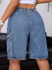 Solflare 大码休闲洗水牛仔工装短裤