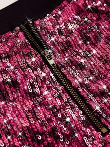 ROMWE J-Fashion Vintage Low Waist Super Short Fuchsia Leopard Print Sequin Women Shorts - Hot Pink - View 3