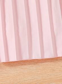 SHEIN Elladie kids 年轻女孩时尚套装，花朵盖袖上衣和阔腿裤连体衣，夏季 - 粉色 - 查看 5