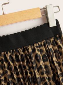 Breezaya 女士弹性腰部休闲豹纹褶皱 A 字裙长款度假海滩装