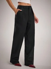 Forever 21 Fall&Winter Women Black Straight Leg /Low Rise/Fitted/Y2k Clothes/New Years/Summer Women Clothes/Business Casual Woman/Vacation/Holiday/Basic/Going Out/ Pants