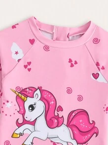 SHEIN Young Girl New Style Fashion One-Piece Pattern Print Swimsuit - Multicolor - View 6