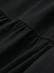 DAZY 女式宽松短袖T恤连衣裙，搭配拼布蛋糕裙，中长款