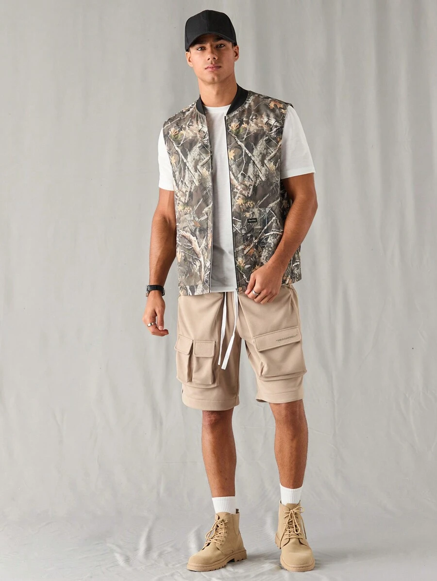 Manfinity VCAY Men's Woven Fashionable Casual Everyday Loose Fit Sleeveless Vest, For Fall Winter - Army Green - View 1