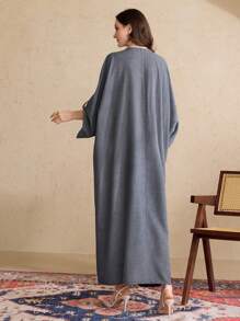 Al Najma 女士几何图案 V 领卷袖宽松土耳其风格连衣裙、卡夫坦和贾拉比亚，端庄 - 彩色 - 查看 6