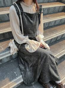 FRIFUL Women Sleeveless Long Casual Solid Dress, Autumn/Winter - Grey - View 5