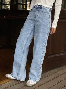 DAZY Women's Retro Straight Leg Jeans - Light Wash - View 4