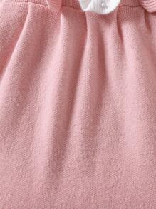 SHEIN Robe pull à col montant à manches longues avec volants et blocs de couleurs mignons pour bébé fille, robe en tricot élégante pour l'automne/l'hiver