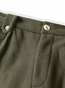 Manfinity Homme Men's Loose, Casual, Straight, Plush Trousers, Autumn And Winter Clothing Suitable For Daily Commuting