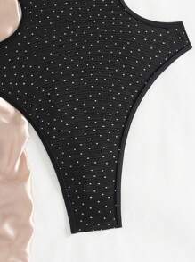 Swim SXY Summer Women's Solid Color Rhinestone Halter Backless One-Piece Swimsuit - Black - View 7