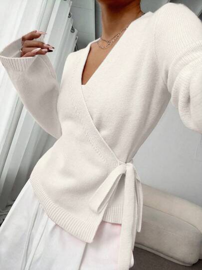 Flirla Women's Casual Loose Tie Front Cardigan, Versatile