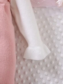 SHEIN Robe pull à col montant à manches longues avec volants et blocs de couleurs mignons pour bébé fille, robe en tricot élégante pour l'automne/l'hiver