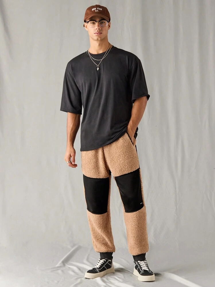 Manfinity VCAY Men's Knitted Casual Loose Patchwork Sherpa