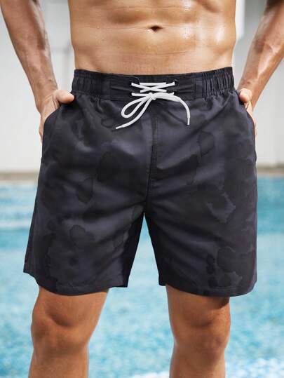 Manfinity Swimmode بنطلون قصير كاجوال ذو جيب بربطة الوسط للرجال