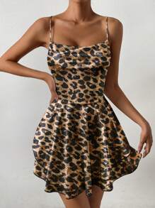 Zolique Sexy Leopard Print Backless Skirt, Holiday Party Dress, Date Night Outfits Women, Masquerade Ball Dress, Birthday Dresses, Valentine's Day Dress - Multicolor - View 3