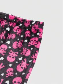 ROMWE Kawaii Y2K 风格休闲休闲骷髅印花撞色蓬松低腰女式短裤 - 彩色 - 查看 3