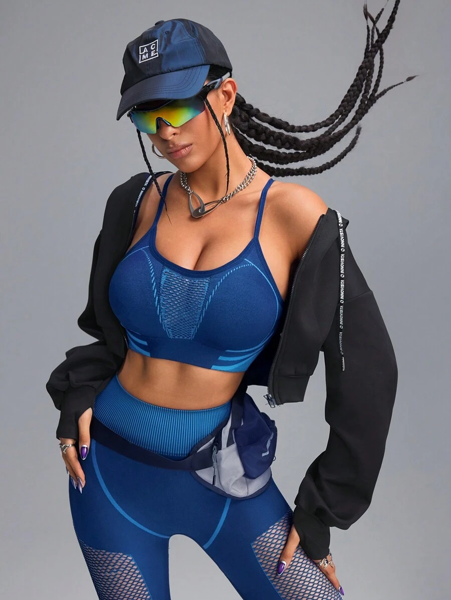 Innovista Blue High Elastic Seamless Breathable 3d Sculpting Sports Set 2pcs Women Sport Sets, Seamless Middle Support Racerback Push Up Sports Bra & Workout Biker Leggings Set, Daily Casual & Workout Set, Yoga Set, Gym Set, Running Work Out, Fall Winter Wearfall Outfits For Women Cool Light Bluelook F/W Athletic Wear, Cool Wear Collection - Blue - View 1