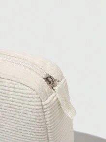 Caro Terranova Bolsa de almacenamiento portátil de gran capacidad para compresas sanitarias de pana beige, ideal para vacaciones