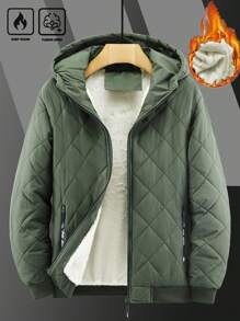 Manfinity Homme 1 件宽松版型男士拉链绗缝保暖内衬连帽夹克