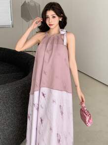 DAZY Women's Dress With Mesh Panels & Tie-Dye Print Sundress,Casual Women Dresses