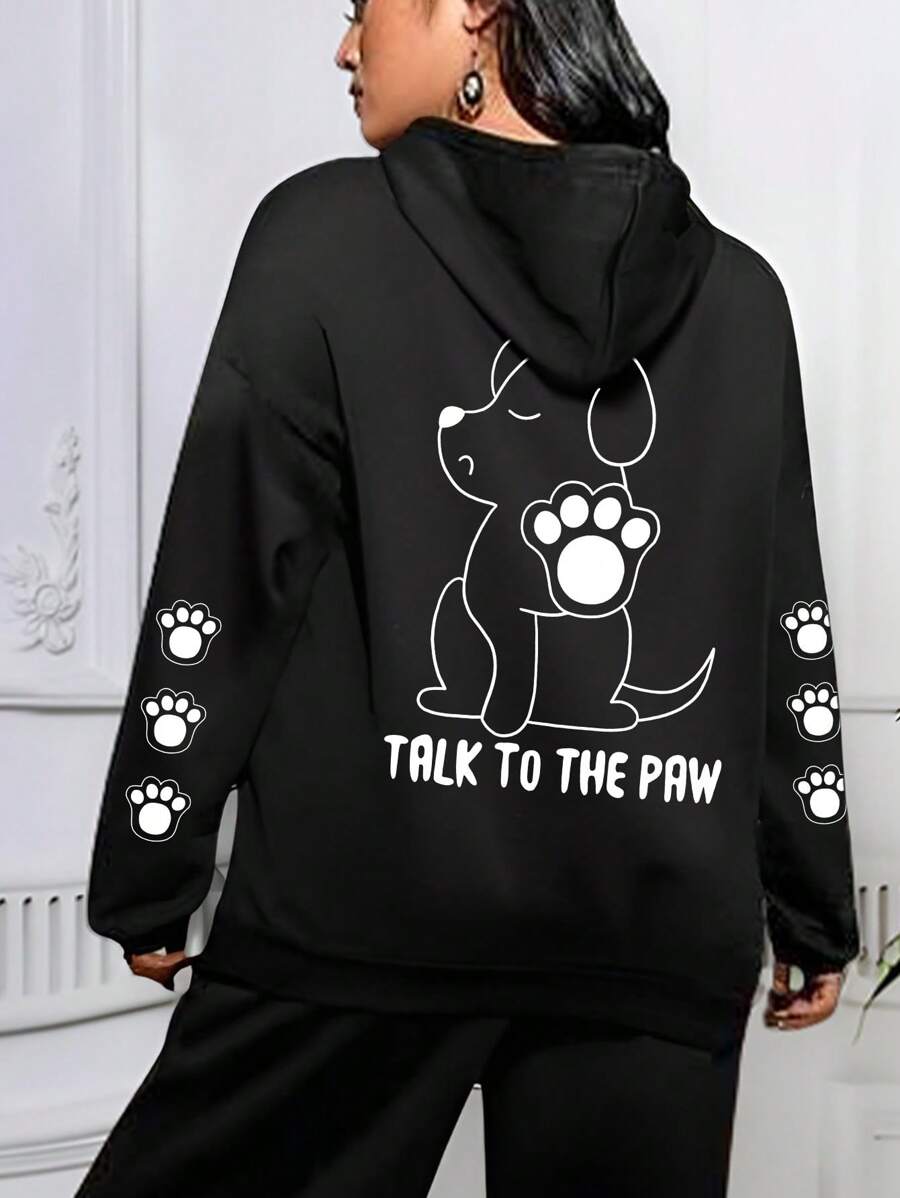 大码女款 Dog&Dog Claw TALK TO THE PAW 图案抽绳连帽运动衫