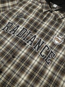 SHEIN Teen Boys' Casual College Style Comfortable Fashion Minimalist Practical Versatile Cute Soft Sweatshirt, Suitable For Daily Wear, School, Outdoor, Sports, Autumn/Winter, Letter & Plaid Print With Hood