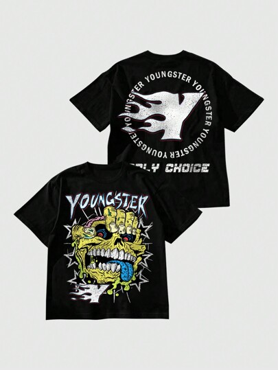 Street Life T-shirt décontracté imprimé à col rond pour hommes, simple et à la mode pour le port quotidien