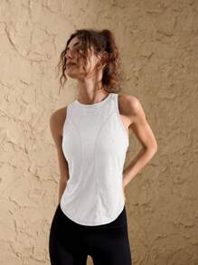 VARSITIE Round Neck Sleeveless Crossover Loose Women Sports Tees & Tanks