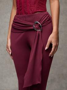 SHEIN BAE Women's Solid Color Casual Pants, Simple And Fashionable For Daily Wear - Hot Pink - View 5