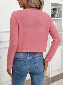 SHEIN LUNE Cárdigan de mujer de un solo color, de manga larga, casual y de moda, para usar todos los días